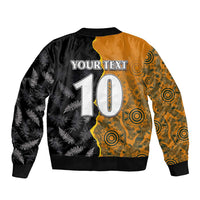 Custom New Zealand and Australia Rugby Championship 2024 Bomber Jacket Maori Warrior and Kangaroo Mascot with Fern Aboriginal LT03 - Polynesian Pride