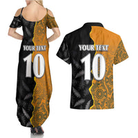 Custom New Zealand and Australia Rugby Championship 2024 Couples Matching Summer Maxi Dress and Hawaiian Shirt Maori Warrior and Kangaroo Mascot with Fern Aboriginal