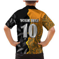 Custom New Zealand and Australia Rugby Championship 2024 Family Matching Mermaid Dress and Hawaiian Shirt Maori Warrior and Kangaroo Mascot with Fern Aboriginal