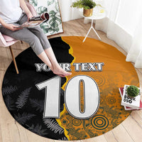 Custom New Zealand and Australia Rugby Championship 2024 Round Carpet Maori Warrior and Kangaroo Mascot with Fern Aboriginal