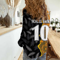 Custom New Zealand and Australia Rugby Championship 2024 Women Casual Shirt Maori Warrior and Kangaroo Mascot with Fern Aboriginal