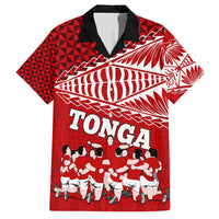 Personalised Tonga Rugby Hawaiian Shirt Sipi Tau Dance Ngatu Pattern LT03 Red - Polynesian Pride