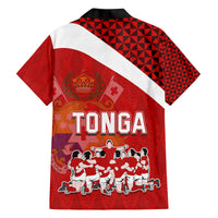 Tonga Rugby Family Matching Tank Maxi Dress and Hawaiian Shirt Sipi Tau Dance Coat of Arms Ngatu Pattern LT03 - Polynesian Pride