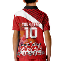 Personalised Tonga Rugby Kid Polo Shirt Sipi Tau Dance Coat of Arms Ngatu Pattern LT03 - Polynesian Pride