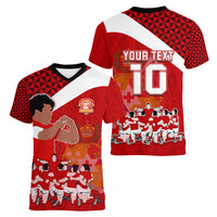 personalised-tonga-rugby-women-v-neck-t-shirt-sipi-tau-dance-coat-of-arms-ngatu-pattern