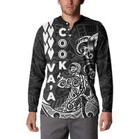Cook Islands Vaa Polynesian Art Tattoo Button Sweatshirt Black Color