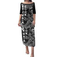 Cook Islands Vaa Polynesian Art Tattoo Family Matching Puletasi and Hawaiian Shirt Black Color