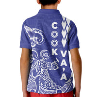Cook Islands Vaa Polynesian Art Tattoo Kid Polo Shirt Blue Color