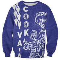 Cook Islands Vaa Polynesian Art Tattoo Sweatshirt Blue Color