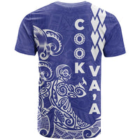 Cook Islands Vaa Polynesian Art Tattoo T Shirt Blue Color