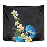 Hawaiian Plumeria and Turtle Tapestry with Polynesian Tribal Art Pattern Vintage Vibes LT03 - Polynesian Pride