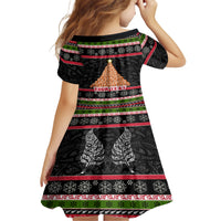 Personalized New Zealand Meri Kirihimete Family Matching Short Sleeve Bodycon Dress and Hawaiian Shirt Maori Warrior with Rugby Christmas Tree LT03 - Polynesian Pride