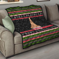 Personalized New Zealand Meri Kirihimete Quilt Maori Warrior with Rugby Christmas Tree LT03 - Polynesian Pride
