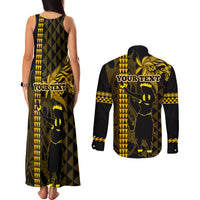 Custom Hawaii Couples Matching Tank Maxi Dress and Long Sleeve Button Shirt Ukelele and Hula Girl Mix Kakau Pattern LT03 - Polynesian Pride