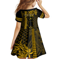 Custom Hawaii Family Matching Puletasi Dress and Hawaiian Shirt Ukelele and Hula Girl Mix Kakau Pattern LT03 - Polynesian Pride