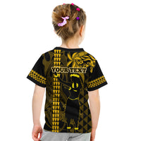 Custom Hawaii Kid T Shirt Ukelele and Hula Girl Mix Kakau Pattern LT03 - Polynesian Pride