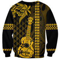 Custom Hawaii Sweatshirt Ukelele and Hula Girl Mix Kakau Pattern LT03 Unisex Yellow - Polynesian Pride