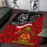 The Kingitanga - Maori King Movement Area Rug Ko Te Mana Motuhake Emblem with Moko and Polynesian Art Tattoo