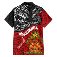 The Kingitanga - Maori King Movement Family Matching Long Sleeve Bodycon Dress and Hawaiian Shirt Ko Te Mana Motuhake Emblem with Moko and Polynesian Art Tattoo