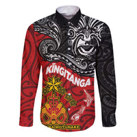 The Kingitanga - Maori King Movement Family Matching Short Sleeve Bodycon Dress and Hawaiian Shirt Ko Te Mana Motuhake Emblem with Moko and Polynesian Art Tattoo