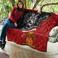 The Kingitanga - Maori King Movement Quilt Ko Te Mana Motuhake Emblem with Moko and Polynesian Art Tattoo