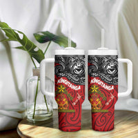 The Kingitanga - Maori King Movement Tumbler With Handle Ko Te Mana Motuhake Emblem with Moko and Polynesian Art Tattoo LT03