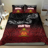 Personalised The Kingitanga - Maori King Movement Bedding Set Ko Te Mana Motuhake Emblem with Silver Ferns and Polynesian Art Tattoo