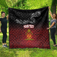 Personalised The Kingitanga - Maori King Movement Quilt Ko Te Mana Motuhake Emblem with Silver Ferns and Polynesian Art Tattoo