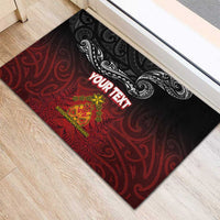 Personalised The Kingitanga - Maori King Movement Rubber Doormat Ko Te Mana Motuhake Emblem with Silver Ferns and Polynesian Art Tattoo
