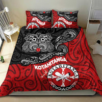 Maori Kotahitanga Bedding Set Aotearoa Spirit with Maori Mask and Polynesian Art Tattoo