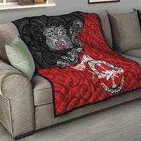 Maori Kotahitanga Quilt Aotearoa Spirit with Maori Mask and Polynesian Art Tattoo