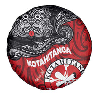 Maori Kotahitanga Spare Tire Cover Aotearoa Spirit with Maori Mask and Polynesian Art Tattoo