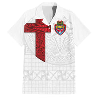 Custom Tonga Ngatu Art Rugby Mate Ma'a Family Matching Short Sleeve Bodycon Dress and Hawaiian Shirt LT03 Dad's Shirt - Short Sleeve White - Polynesian Pride