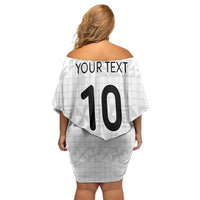 Custom Tonga Ngatu Art Rugby Mate Ma'a Off Shoulder Short Dress - Polynesian Pride