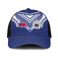 Samoa Rugby Baseball Net Cap Pacific Motifs LT03 One Size Black Blue - Polynesian Pride