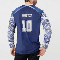 Custom Samoa Rugby Button Sweatshirt Pacific Motifs - Polynesian Pride