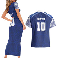 Custom Samoa Rugby Couples Matching Short Sleeve Bodycon Dress and Hawaiian Shirt Pacific Motifs - Polynesian Pride