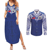 Custom Samoa Rugby Couples Matching Summer Maxi Dress and Long Sleeve Button Shirt Pacific Motifs - Polynesian Pride