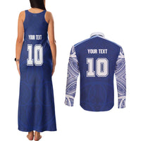 Custom Samoa Rugby Couples Matching Tank Maxi Dress and Long Sleeve Button Shirt Pacific Motifs - Polynesian Pride