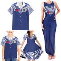 Custom Samoa Rugby Family Matching Tank Maxi Dress and Hawaiian Shirt Pacific Motifs - Polynesian Pride