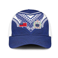 Samoa Rugby Mesh Trucker Cap Pacific Motifs LT03 One Size White Blue - Polynesian Pride