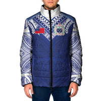 Custom Samoa Rugby Padded Jacket Pacific Motifs LT03 Men Blue - Polynesian Pride