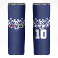 Custom Samoa Rugby Skinny Tumbler Pacific Motifs - Polynesian Pride