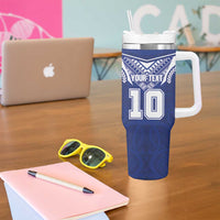 Custom Samoa Rugby Tumbler With Handle Pacific Motifs - Polynesian Pride