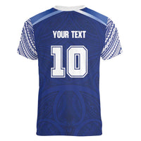 Custom Samoa Rugby Women V-Neck T-Shirt Pacific Motifs - Polynesian Pride