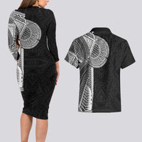 Samoan Tatau Couples Matching Long Sleeve Bodycon Dress and Hawaiian Shirt Art Tribal Traditional Tattoos LT03 - Polynesian Pride