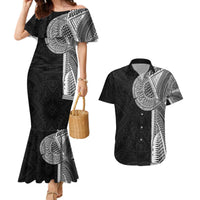 Samoan Tatau Couples Matching Mermaid Dress and Hawaiian Shirt Art Tribal Traditional Tattoos - Polynesian Pride