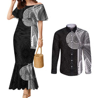 Samoan Tatau Couples Matching Mermaid Dress and Long Sleeve Button Shirt Art Tribal Traditional Tattoos - Polynesian Pride