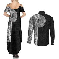 Samoan Tatau Couples Matching Summer Maxi Dress and Long Sleeve Button Shirt Art Tribal Traditional Tattoos - Polynesian Pride
