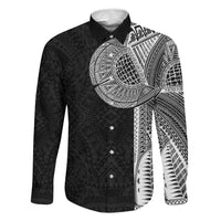 Samoan Tatau Family Matching Summer Maxi Dress and Hawaiian Shirt Art Tribal Traditional Tattoos LT03 Dad's Shirt - Long Sleeve Black - Polynesian Pride